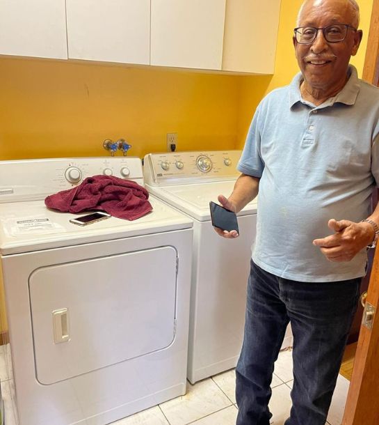 Our happy client after dryer combo repair